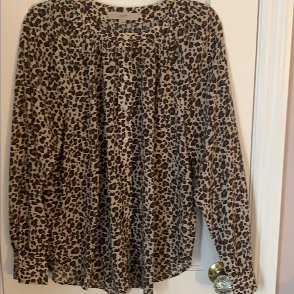 Semi Sheer Leopard Blouse LOFT Size L